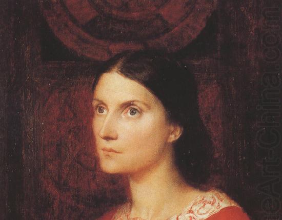 Portrait of Lady Wolverton,nee Georgiana Tufnell,half length,earing a red dress (mk37), George Frederick watts,O.M.,R.A.